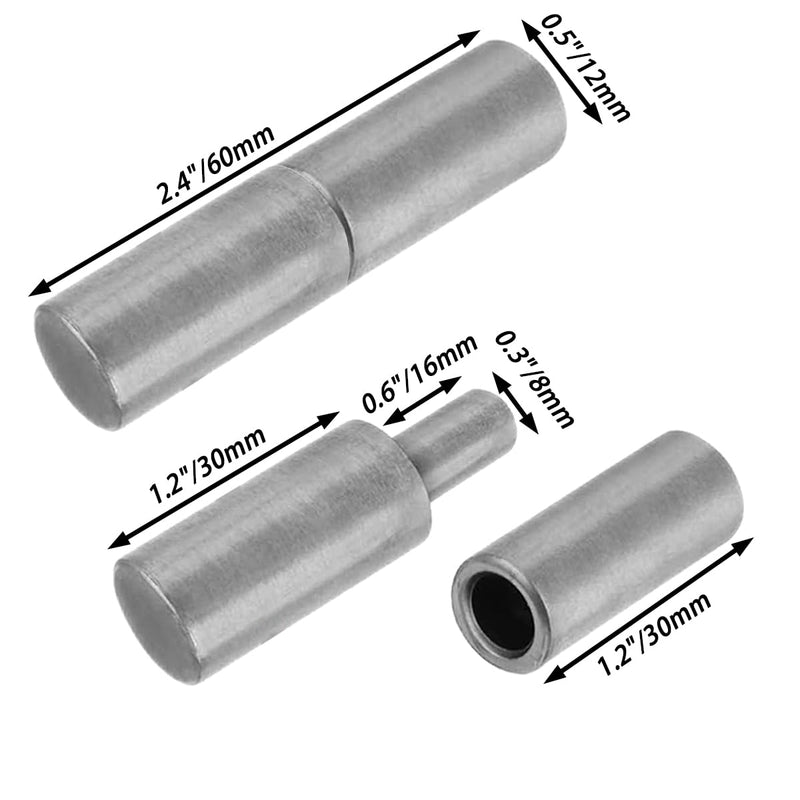 20 PCS Weldable Barrel Hinges 2-3/8" x 1/2" Heavy Duty Steel Weld On Bullet Door Hinge Detachable Hinges for Trailer Ramp Gate Swing Door (20 PCS) 20 PCS