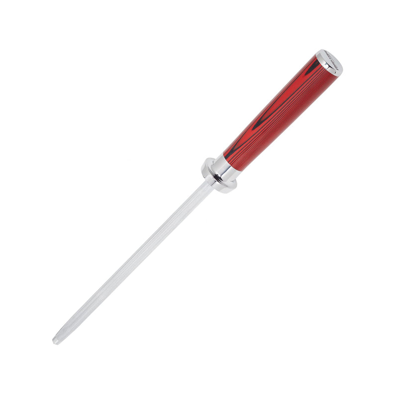 Ergo Chef Crimson Series 8" Honing Steel Magnetized for Safety durable G10 Handle Built For Daily Use, Perfect for Chefs and Home Cooks