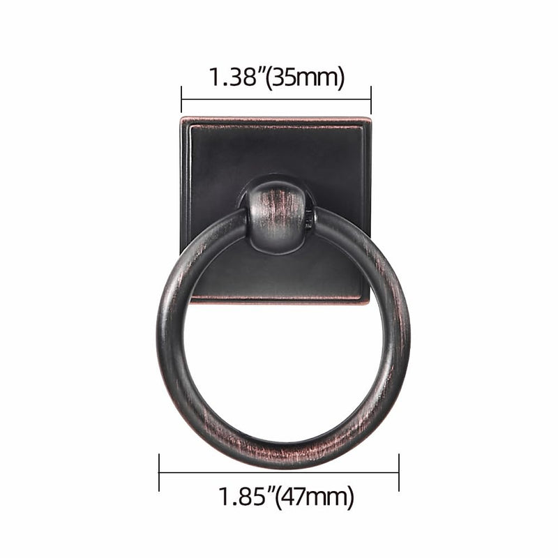 khtumeware 10-Pack 1.9 Inch Ring Antique Cabinet Knobs - Oil Rubbed Bronze Nickel Backplate for Drawer knobs for Dresser, Kitchen Cabinets - Durable Zinc Alloy Hardware.