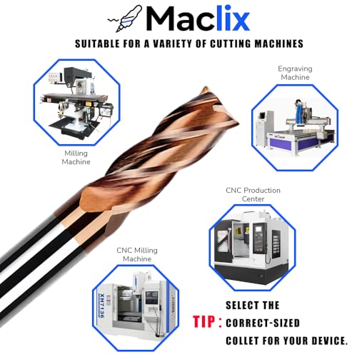 2pcs 3/8" Carbide End Mill Bits Set - 3/8" Diameter, 2-1/2'' Overall Length - 4 Flutes Milling Bits for Alloy Steels, Hardened Steels, Copper, Cast Iron 3/8 inch