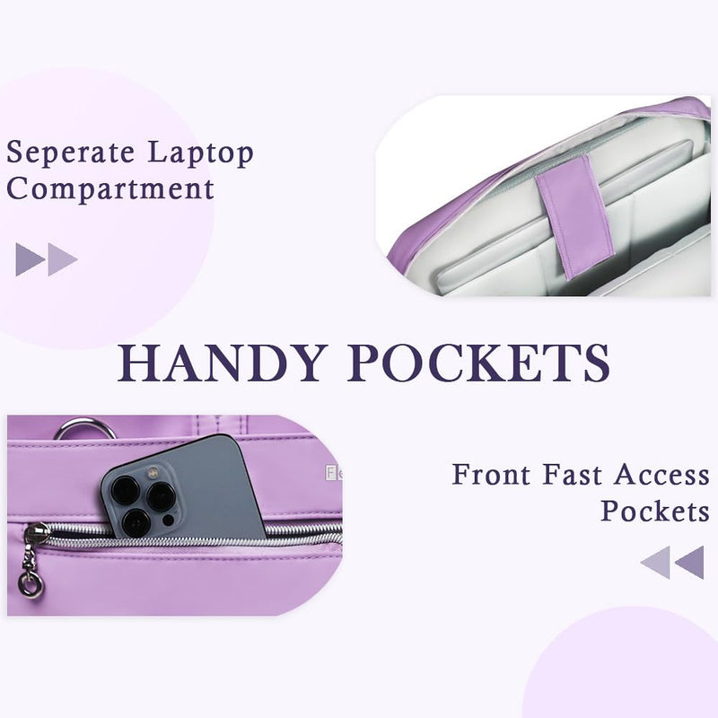 Ferkurn Laptop Bag Case Women Men Computer Bag for MacBook/HP/LG/Dell/ASUS, Shoulder Strap Carrying Briefcase Messenger Bag, Purple, 17-17.3 Inch