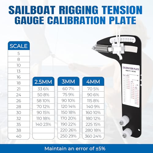 Sailboat Rigging Tension Gauge PT-1M Professional Metric Precision Hands-Off Force Gauge Accurate Sail Rigging Tool for Wire Rope Standing Rigging with 2.5/3/4 Millimeter Cable Diameter 360kg
