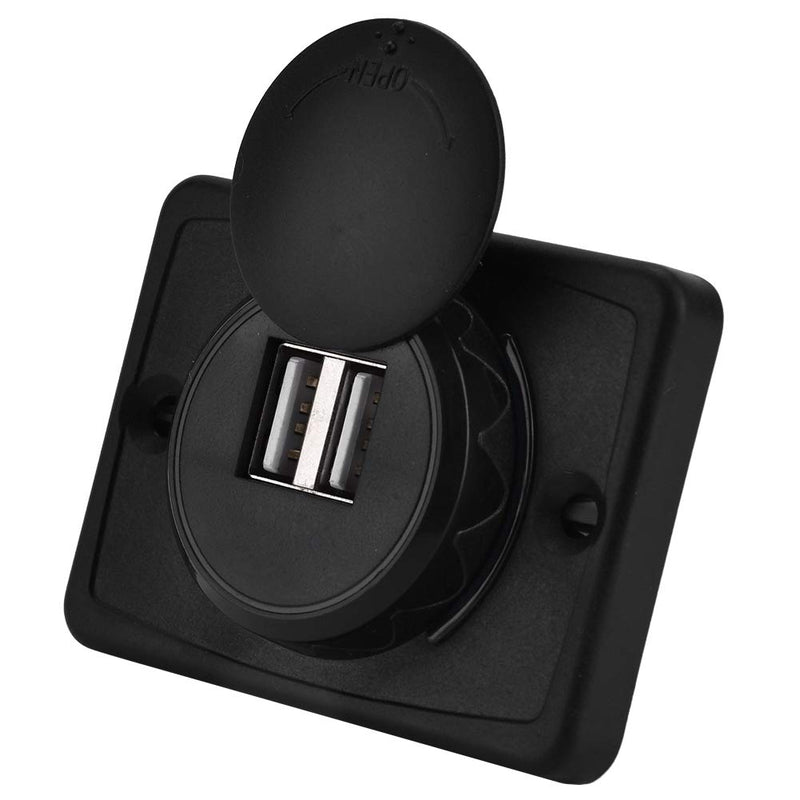 USB Car Charger, 12v 24v Mini Panel Dual Socket Power Adapter Outlet with Cap Quick Surface Mount Multi Device Charging for Cars Bus Boat Automotive Marine Truck Golf Cart Smartphone Laptop