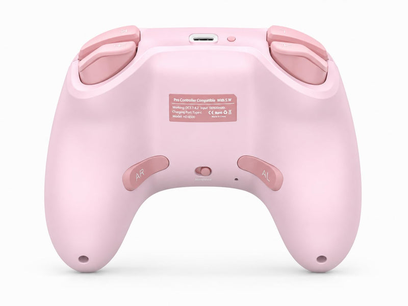 aghi Hall Effect Wireless Gaming Controller with Phone Clip | for iPhone/Android/PC/Steam/TV/Switch/Switch 2 with Hall Joysticks, Lock Speed, Macro, 6-Axis Gyro, Vibration, Turbo, Pink Light Pink