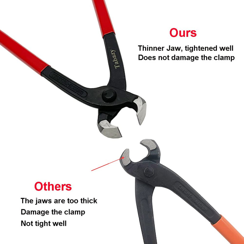 Ear Clamp Pliers with 12pcs Single Ear CV Boot Clamps Band Tool Kit, Ear Clamp Pincer, Ear-Type Clamp Crimp Hand Tool Ear Type CV Joint Axle Boot Clamp Pliers Tool for Auto ATV UTV