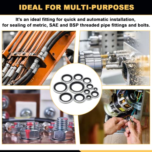 Siptenk 165PCS Sealing Washer 10Sizes M6 M8 M10 M12 M14 M16 M18 M20 M22 M24 165PCS-Black