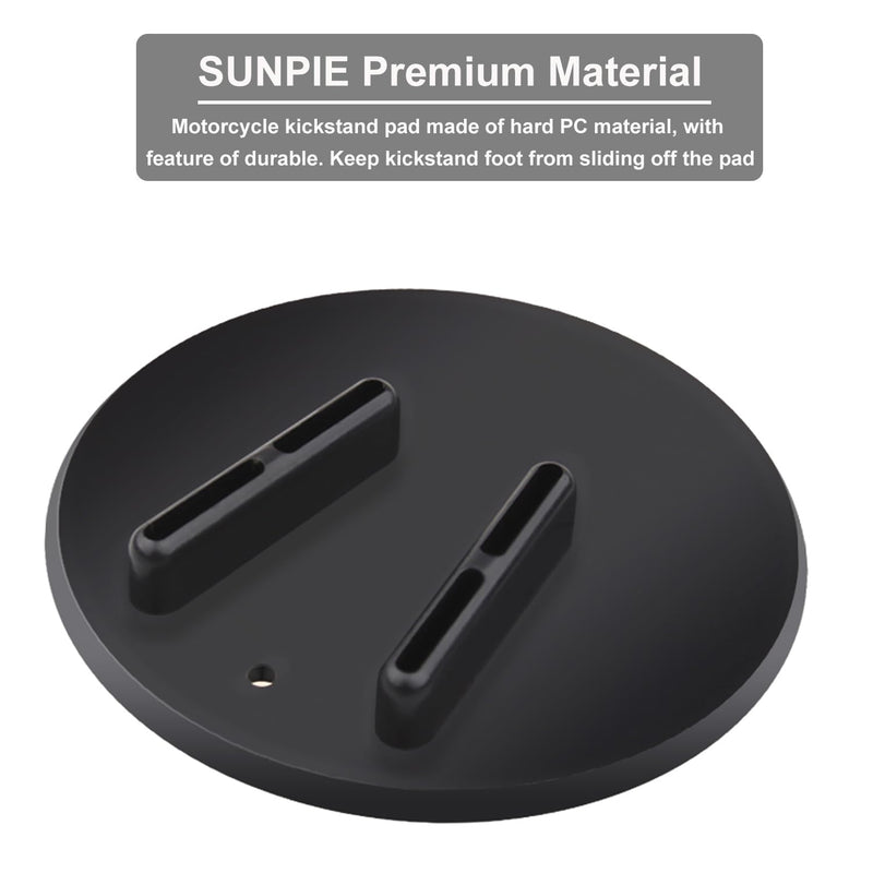 SUNPIE Motorcycle Kickstand Pad - Universal Motor Bike Kickstand Plate for Harley All Motorcycles - Rugged Kick Stand Plates Floor Protector Prevents Sinking on Grass, Dirt & Hot Pavement, Black