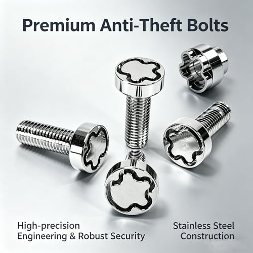 Hidden Security M6 Screws Stainless Steel Anti-Theft Locking 30mm Hardware Kit for Mountain Bike Awning Car Accessories Styling Light Bar (4 Lock + 1 Key) M6*30mm