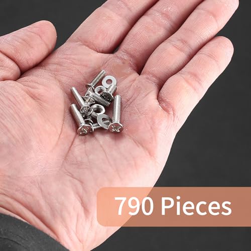 790 Pcs M3 M4 Machine Screws Assortment Kit,Metric Flat Head Screws