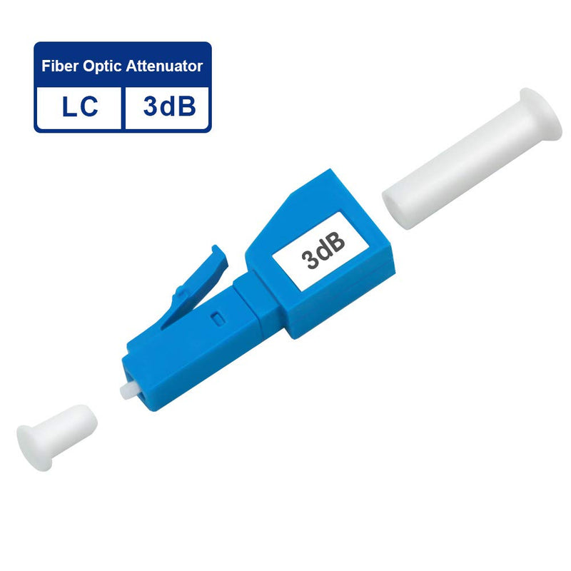 FLYPROFiber- 3dB LC Attenuator LC/UPC SM Single Mode Fixed Fiber Optic Attenuator, Male-Female, 10pack 3db/LC 10