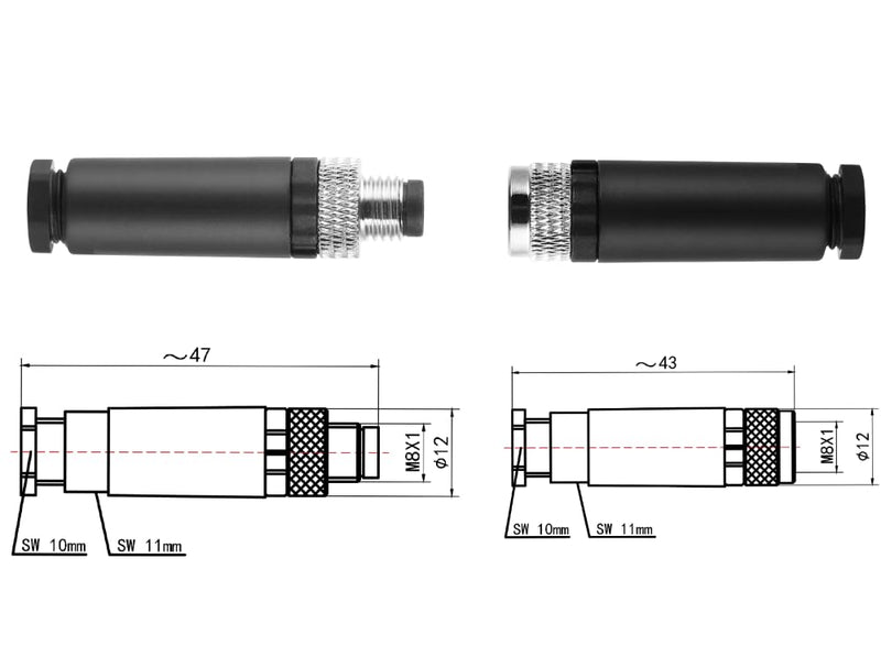 M8 3-Pin Male & Female Aviation Wire Connector, Waterproof IP67 Panel Mount Connector, 8mm Industrial Circular Sensor Interface, A-Coded, Durable for Outdoor Use, 8-Pack 3pin 4 Male & 4 Female