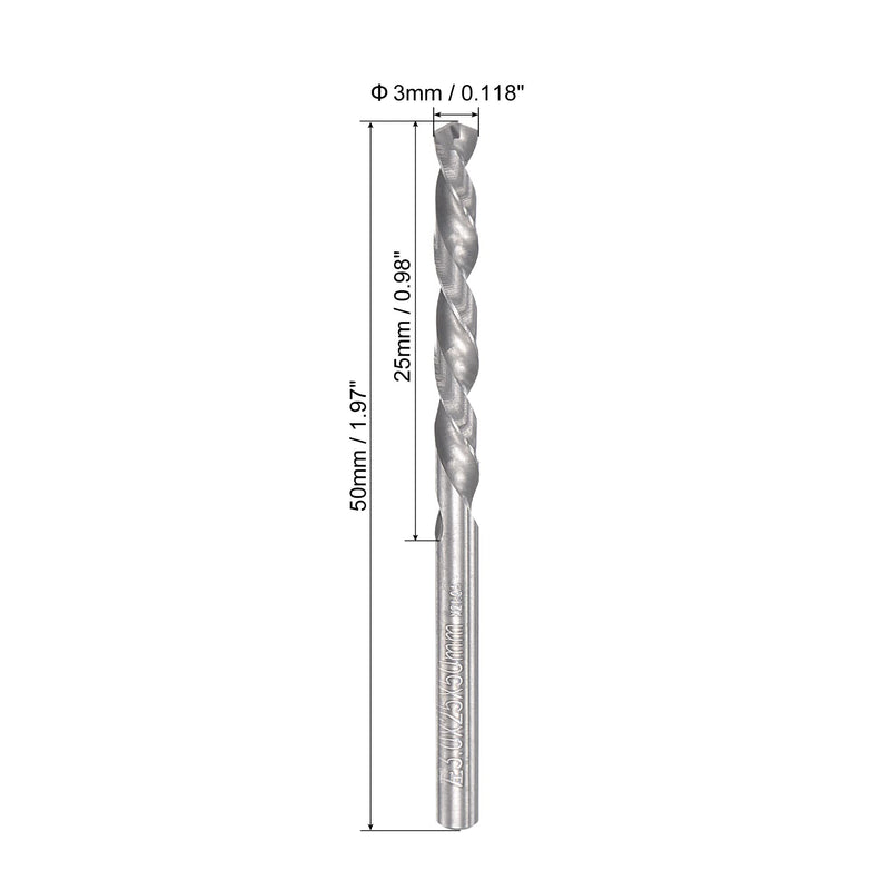uxcell Solid Carbide Twist Drill Bits 3mm, Metric Left Hand Spiral Flutes Straight Shank Tungsten Steel Drilling Tool for Stainless Steel Alloy Metal, 2pcs 2