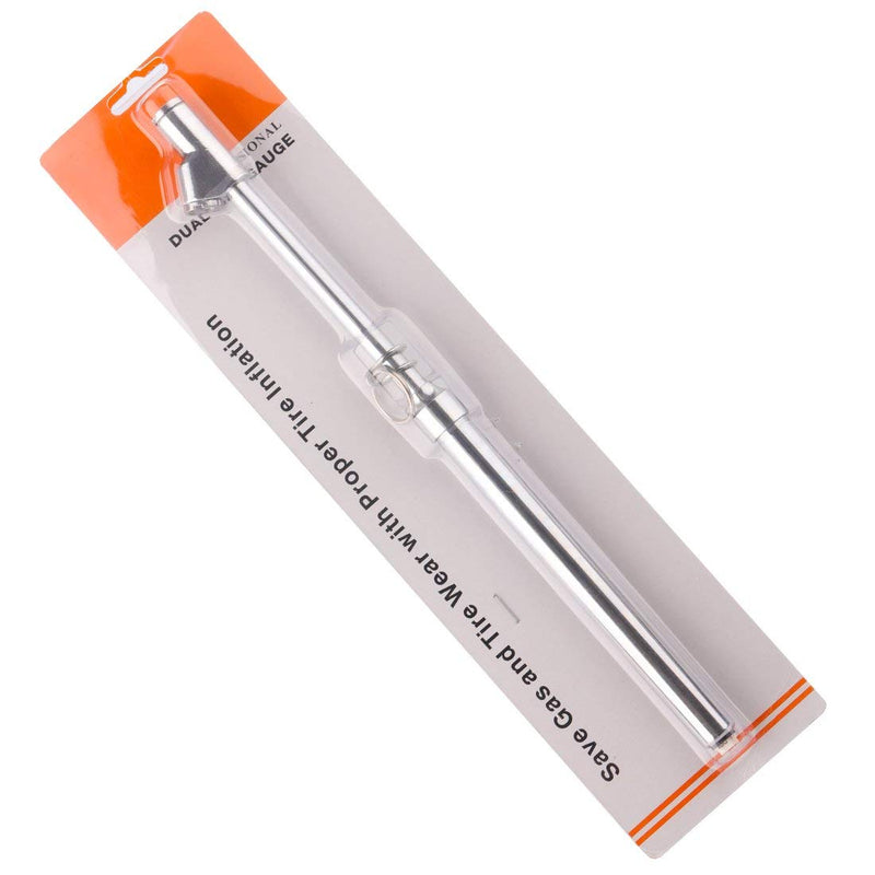 CZC AUTO Tire Pressure Gauge, Straight-on Foot Dual Head Chucks Auto Service Gage, Heavy Duty Air Gauge 10-150PSI 100-1000KPa for Car Truck RV Van (1 Pack, Silver) 1