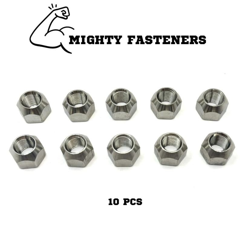 MIGHTY FASTENERS 304 Stainless Steel Open Cone Wheel Nuts, 1/2"-20 Thread, Ideal for Trailers and RVs, Corrosion Resistant, 10-Pack