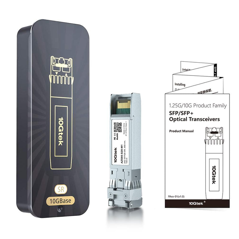 10Gtek 25G SFP28 SFP+ SR Transceiver, 25GBase-SR Duplex LC MMF Optical Module for Cisco SFP-25G-SR-S, 850nm, DDM, up to 100m 25GBase-SR: 100m 1