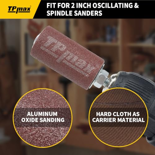 24-Pack Spindle Sanding Sleeves - 80 Grit - 2-Inch Length - Assorted Diameters of 1/2 in, 3/4 in, 1 in, and 1-1/2 inches 80 Grit(24 pk)
