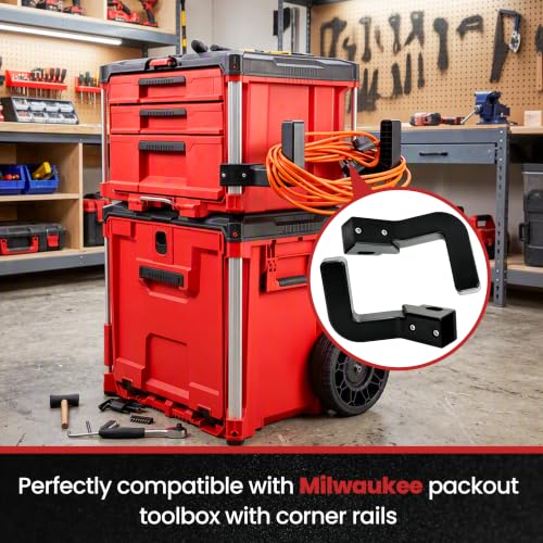 Extension Cord Holder Compatible with Milwaukee PACKOUT Toolbox, Heavy-Duty Cord, Cable & Tool Organizer, Extension Cord Bracket for Milwaukee PACKOUT Accessories