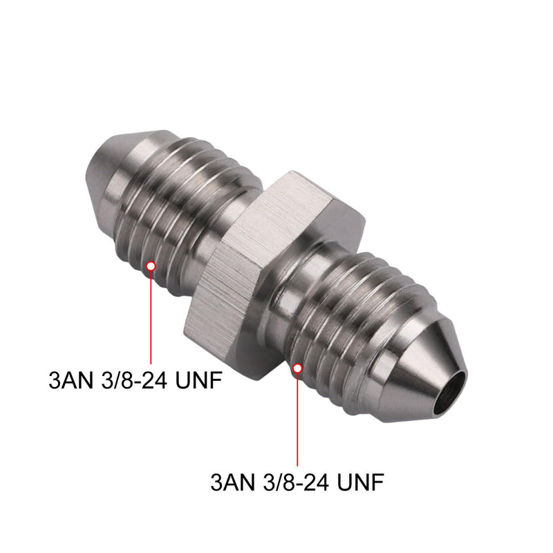 3AN Male to 3AN Male Stainless Steel Brake Clutch Fuel Oil Fitting Adapter Coupler 3AN to 3AN