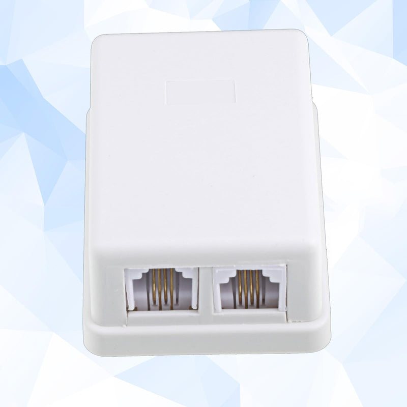 2 Pack Surface Mount Phone Jack Box Dual Port, Phone Jack Box with Rj11 6p4c Female Jacks White, for Landline Telephone Fax Answering Machine