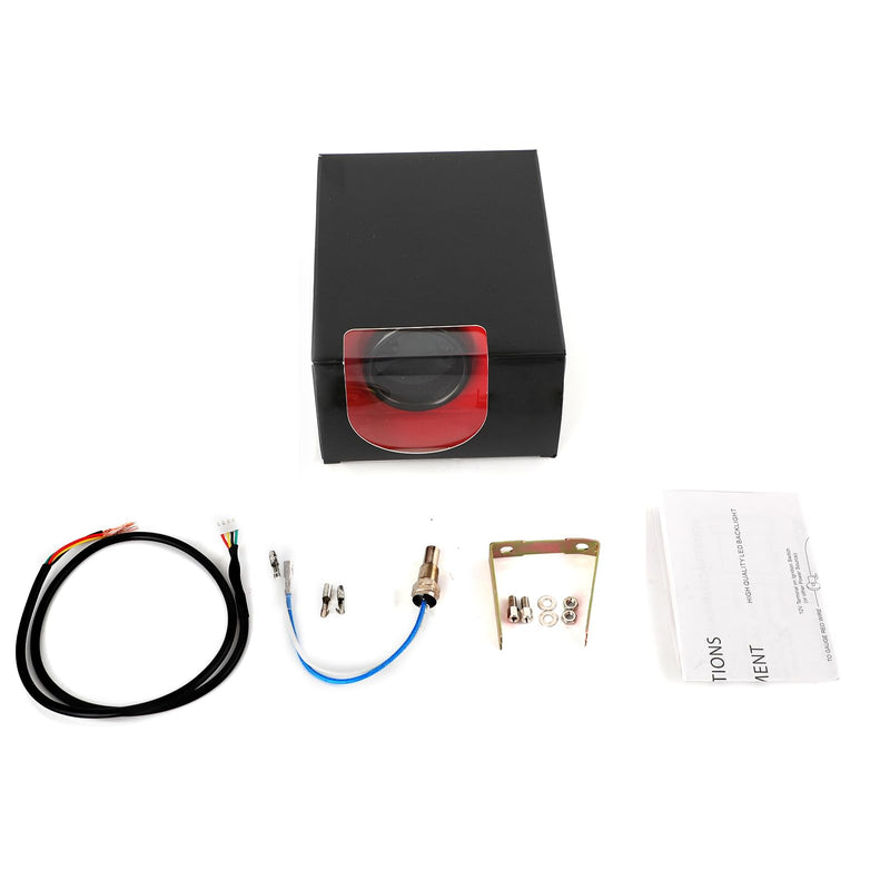 Tinted 7 Color Water Coolant Temperature Gauge 300℉ Kit 2"(52mm) Includes 1/8-27 NPT Electronic Sensor Wiring Multi Color Display Black Dial Smoked Lens White Housing for Car Truck