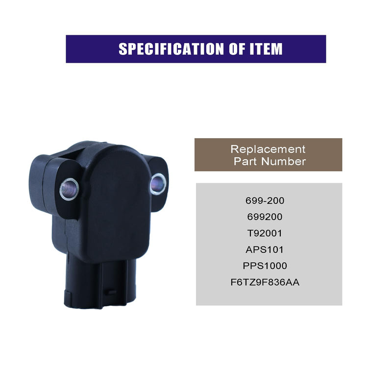 Accelerator Pedal Position Sensor (APPS) Compatible with Ford 7.3L Powerstroke F250 F350 F450 Super Duty 1996 1997 1998 1999 2000 2001, Gas Pedal Position Sensor, Replace# 699-200