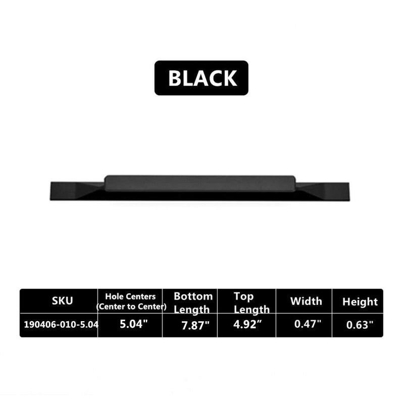 Kitchen Cabinet Pulls - Black Cabinet Handles - 5 Pack Long Cabinet Hardware for Drawers Dresser Furniture Pulls (5.04 inches Hole Center - 7.87 inches Length) 5.04 inches Hole Center - 7.87 inches Length