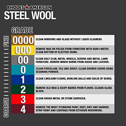 Homax 10120000 Steel Wool, 12 pad, Grade #0000, Rhodes American, Final Finish & Howard RF8 Products Restor-A-Finish, 8 oz, Walnut, 8 Fluid Ounces 0000- Super Fine Grade Wool + Restor, Walnut