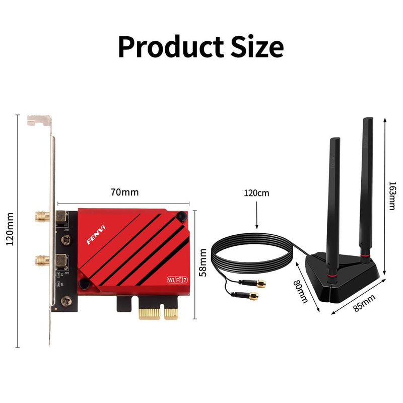 FENVi PCI-E WiFi 7 Network Card (BE8800pro) BT5.4 BE200 9.3Gbps Gmaing 802.11be Tri-Band PCIe Desktop PC WiFi 7 Adapter Upgrades WiFi 6 WiFi 6E PCIe Card for Windows 11/10 Not Support AMD Motherboards BE8800pro
