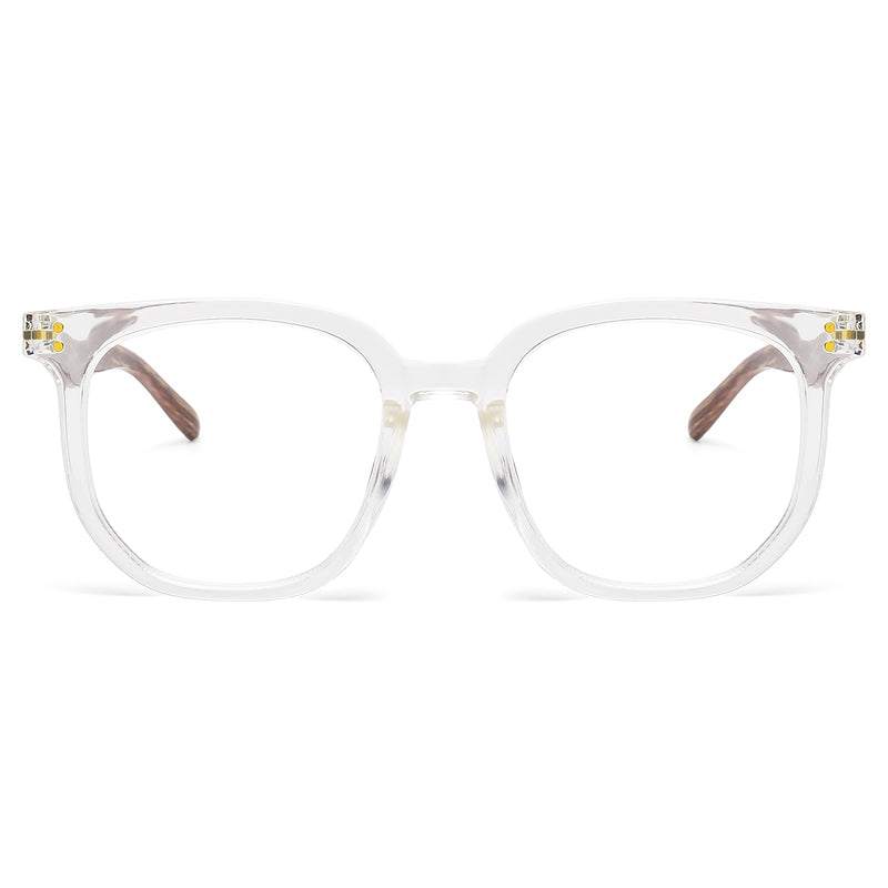 Fit Nearsighted Glasses Blue Light Blocking Eyeglasses Men Women Not Reading Glasses Transparent Frame & Wood-grain Color Temple -1.5 x
