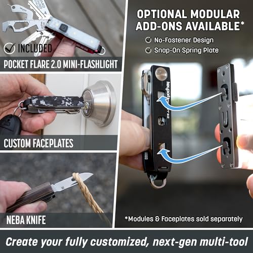  [AUSTRALIA] - Keyport Essential Plus Kit: Pivot 2.0 Modular Key Organizer with Flashlight Black