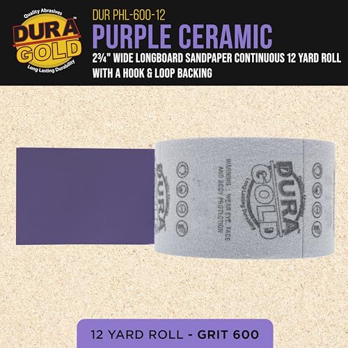 Dura-Gold Premium 600 Grit Purple Film Ceramic Longboard Sandpaper, 2-3/4"