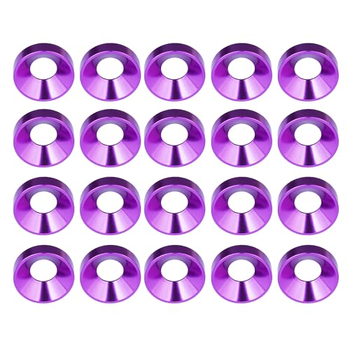 Aluminum Alloy Flat Countersunk Washers 20Pcs (Purple, M10) Purple