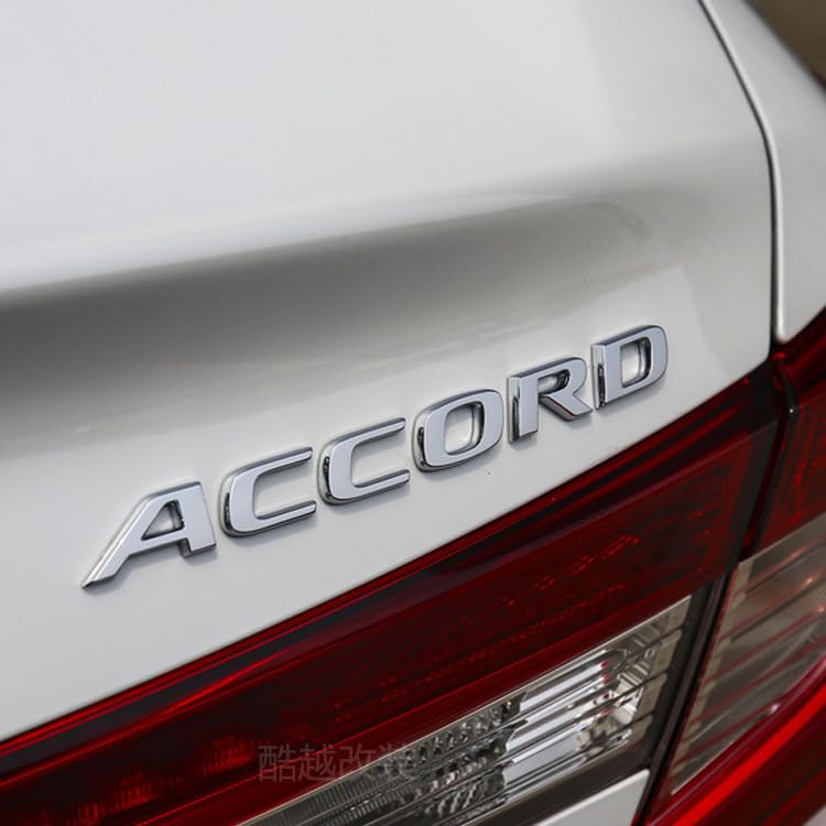 Car 3D Rear Tail Letter Emblem Replacement for Accord,Car Badge Decals Logo Trunk Decoration Emblem Modification(Silver) A silver