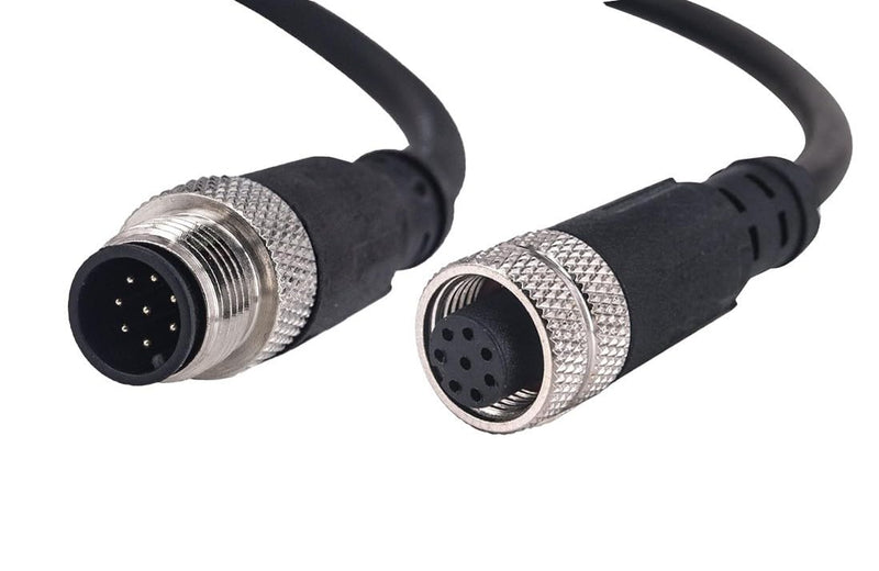 M12 8-Pin Male to Female Connector Cable – Industrial Waterproof Sensor Extension Wire, A-Coded Safe Signal Cord for Automation, Robotics, Machinery 10m 8pin Male to Female
