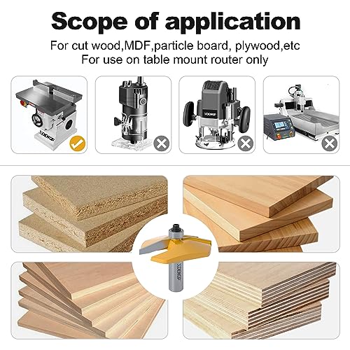 Bevel Raised Panel Router Bits 1/2 Shank for Cabinet Door, 2-1/2-Inch Diameter, Shaker Raised Cabinet Door Making Frame Panel Design Router bits Use with Rail and Stile Moulding Router bit Bevel - 2-1/2" Diameter - 1/2" Shank Raised Panel Router Bit
