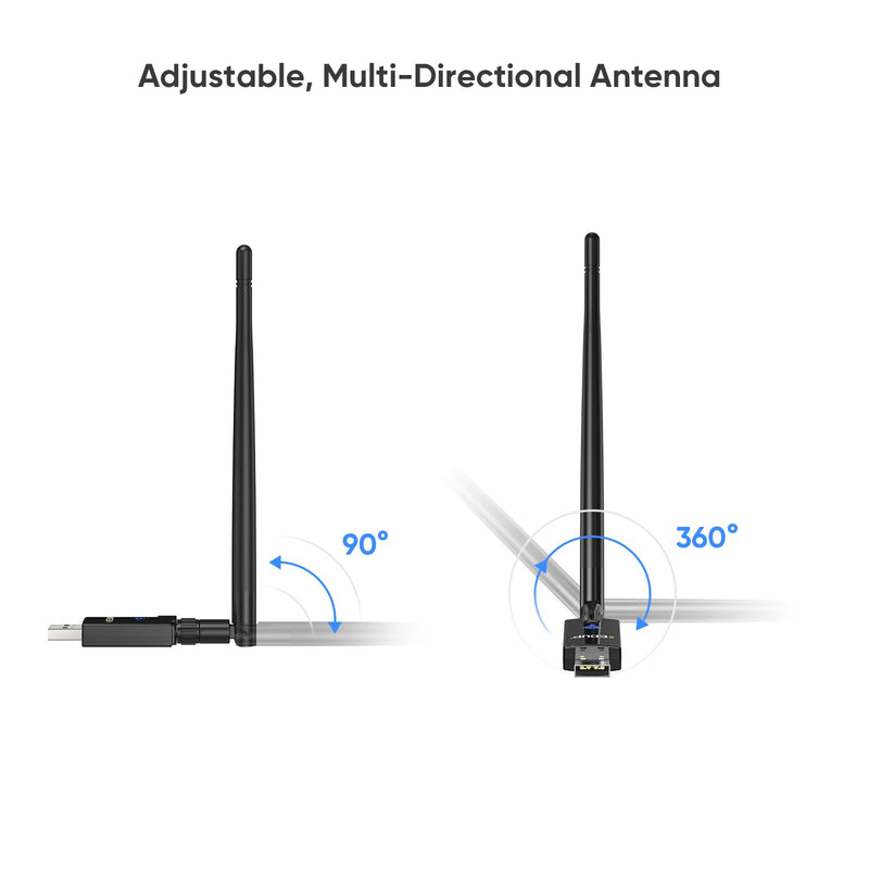 EDUP AX900M USB WiFi 6 Adapter Bluetooth 5.3 BT5.3, Compatible with Windows 11/10, Dual Band 2.4G/5Ghz, IEEE 802.11ax/900Mbps, Wireless Network Adapter with 5dBi Antenna for Mac Laptop Desktop PC