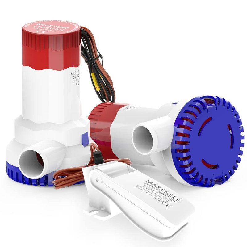 MAKERELE 12V 1500GPH Low Noise Electric Bilge Pump, Non-automatic Pump For Water Tank Pool Yacht RVS Ets 1500gph bilge pump with switch