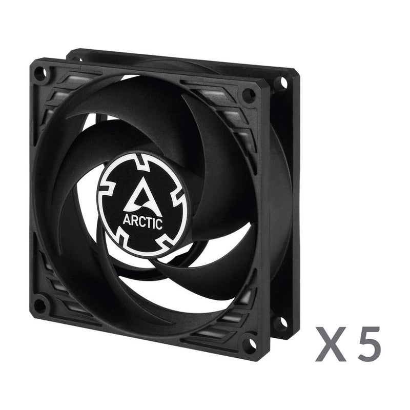 ARCTIC P8 PWM PST (5 Pack) - PC Fans, 80mm Case Fan with PWM Sharing Technology (PST), Pressure-optimised, Quiet Motor, Computer, Fan Speed: 200–3000 RPM - Black