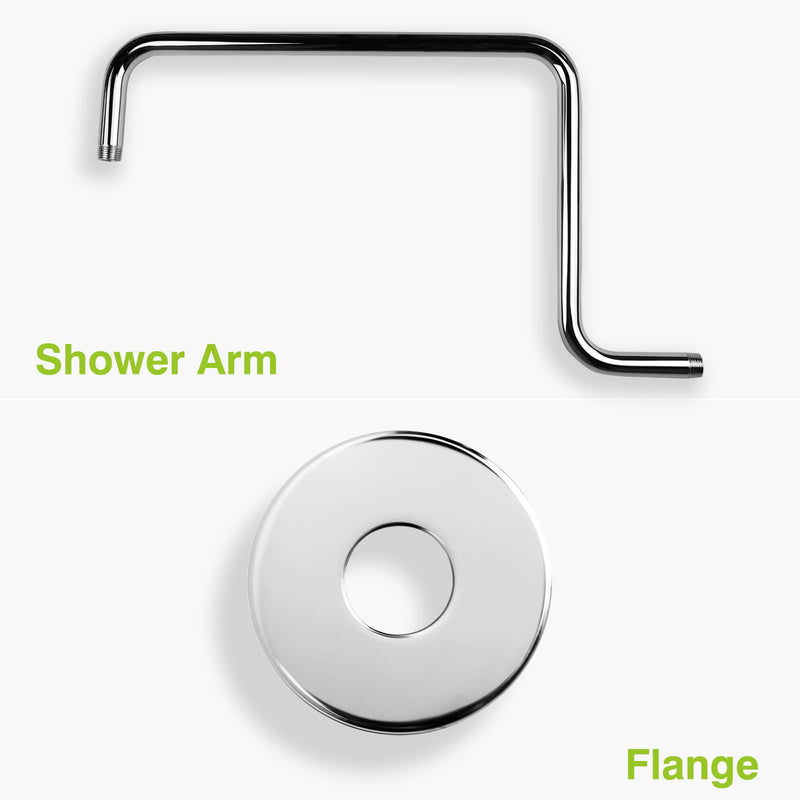 Naiture S Shaped Shower Arm, Gooseneck Shower Head Extension Arm, 1/2 NPT Threaded Connection, 19 Inch Length, Brass, Chrome Finish