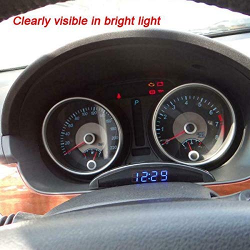 MACHSWON Car Temperature Clock, Universal Auto Dashboard Digital Clock Thermometer Voltage with LCD Screen Display for Car Interior, Blue