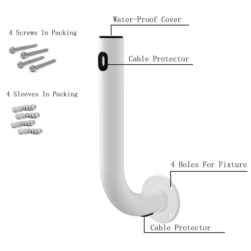 Adbamic Pole Mount, Electronics Pole for Outside Home Antenna Installation, 15inch Length., White