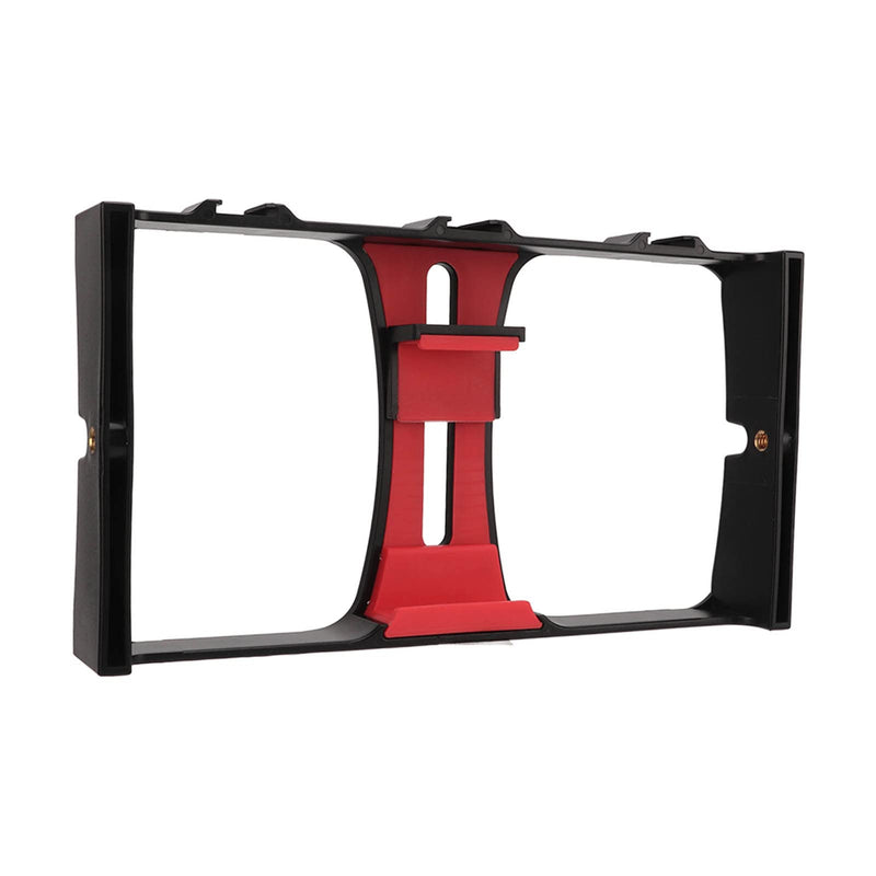 Generic Portable Phone Video Camera Cage Smartphone Video Rig with 3 Cold Shoe Mounts 1/4in Screw Holes for Live Streaming Vlogging Filmmaking (Red) Red