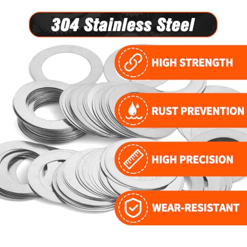 Shim Washer 17 x 22 Precision Spacers Kit 80 Pcs 0.1/0.2/0.3/0.5mm Thick 17 x 22 x 0.1/0.2/0.3/0.5mm