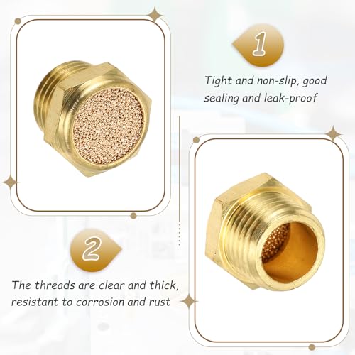 MECCANIXITY 3pcs Air Compressor Muffler 1/4" NPT-13mm Male Thread Sintered