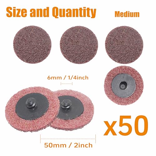 Merryland 50 Pack Surface Conditioning Disc 2 inch Medium Quick Change Disc Without Shank Medium 50PCS