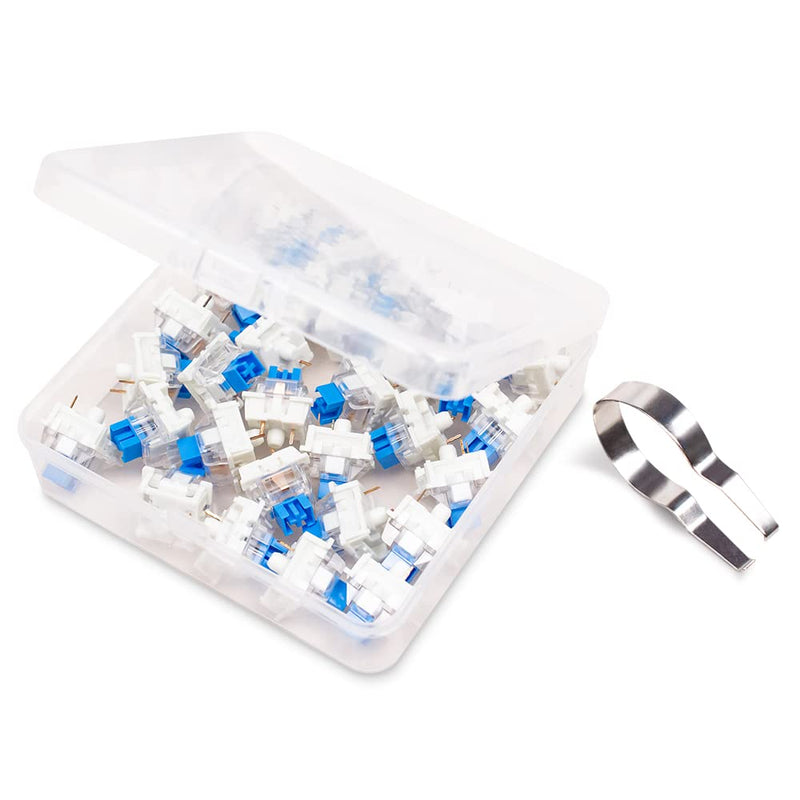 Outemu Blue Switches, 30-Pack, 3-Pin Clicky & Tactile (50gf) Dustproof RGB Key Switches, Cherry MX Compatible for Mechanical Keyboard 30 Pcs