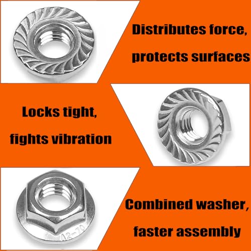 3/4-10 Grade 8 Zinc Plated Carbon Steel Serrated Flange Hex Nuts, 10 PCS in Plastic Box 3/4"-10