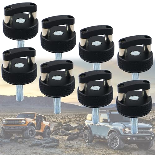Aluminum Hard Top Quick Removal Fastener Thumb Screw Compatible with 2021 + Ford Bronco 2dr and 4dr Hardware Kit, Integrated D Ring, Black