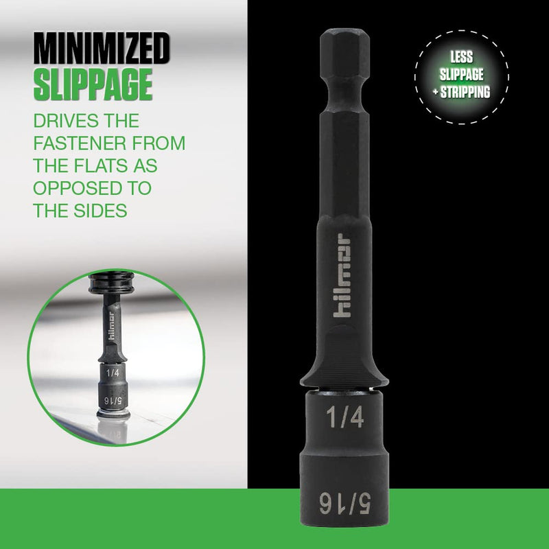 Hilmor 1937881 2.75” Reversible Magnetic Nut Driver Set with Nut Sizes 1/16 to 5/16-Inch, 6150 Alloy Steel Switchbit, 3-Pack 2.75"