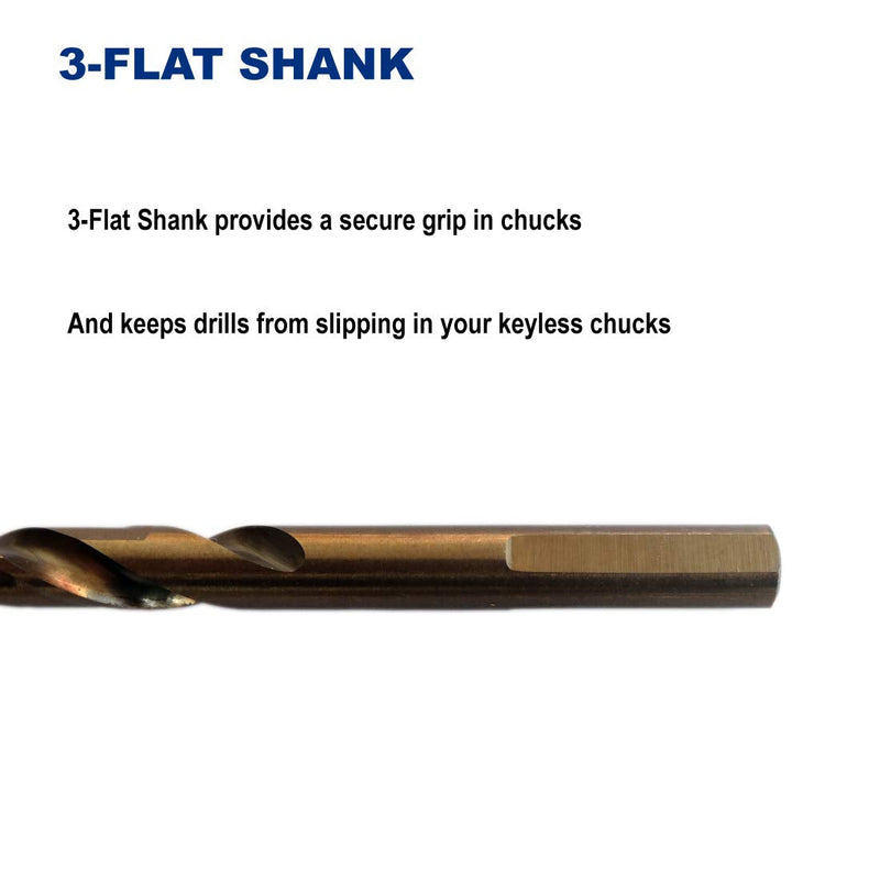 1/4-Inch Cobalt Steel M35 Jobber Length Twist Drill Bits for Hard Metal, Stainless Steel, Pack of 12 1/4 in
